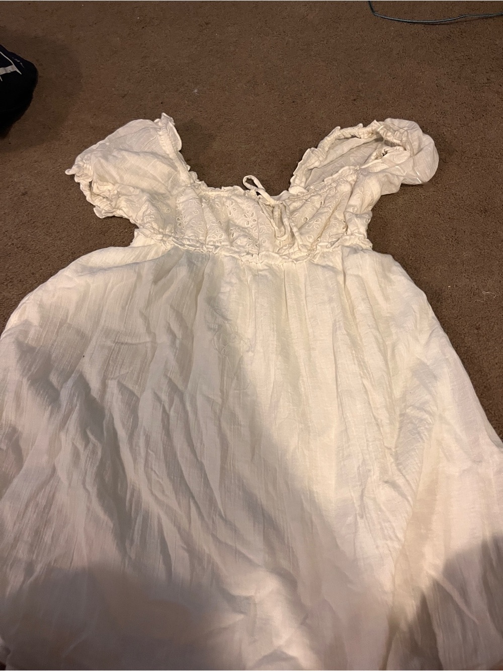 Arizona Jean Company Cream Eyelet Puff Sleeve Maxi Dress